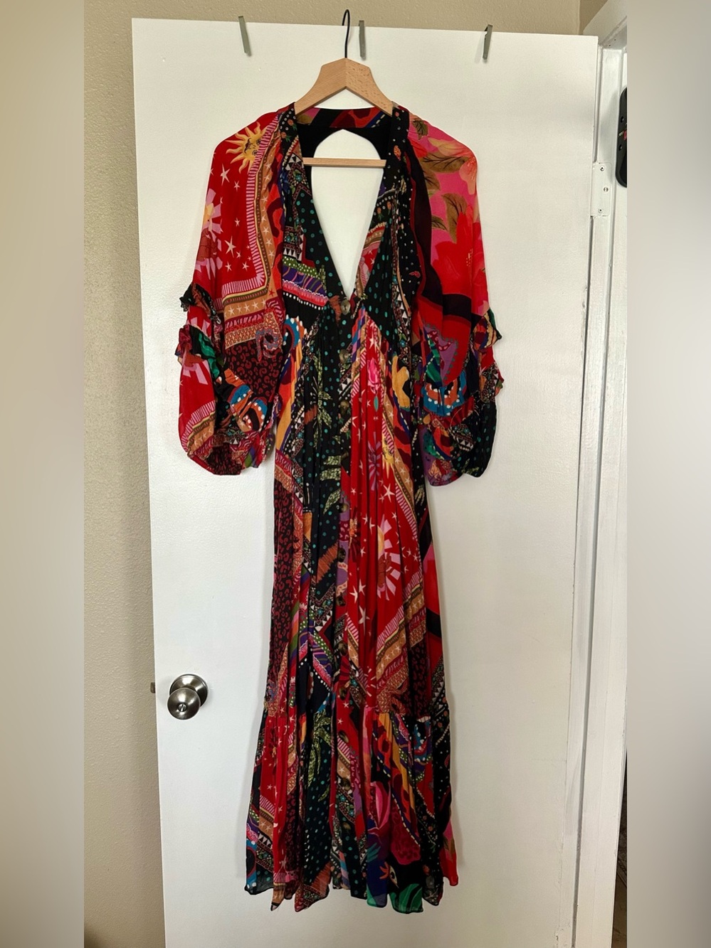 Farm Rio Mixed Print Button Front Maxi Dress Size XS